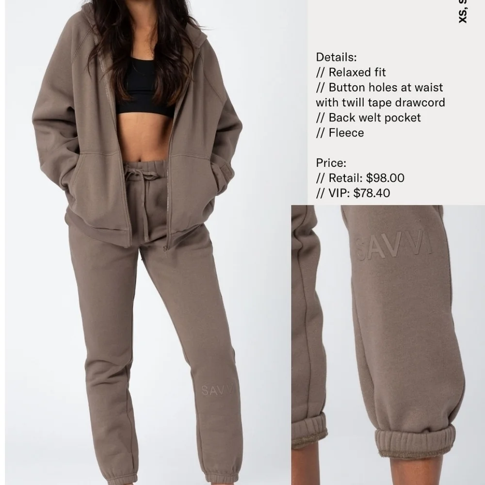 Savvi Truffle Oversized Joggers Womens Medium Fleece Sweatpants Relaxed Lounge - Picture 11 of 11